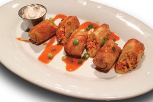 Bufflalo egg rolls on a plate